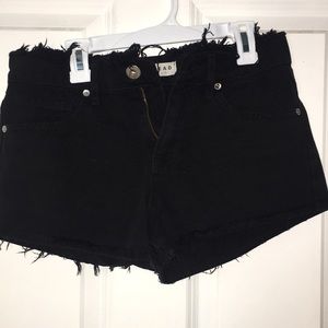 Black high-rise jean shorts